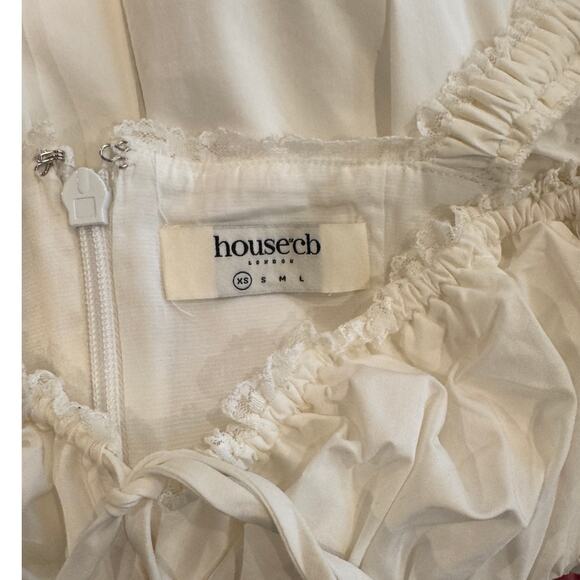 House of CB Felizia White Puff Sleeve Maxi Sundress Size XS - Picture 13 of 16